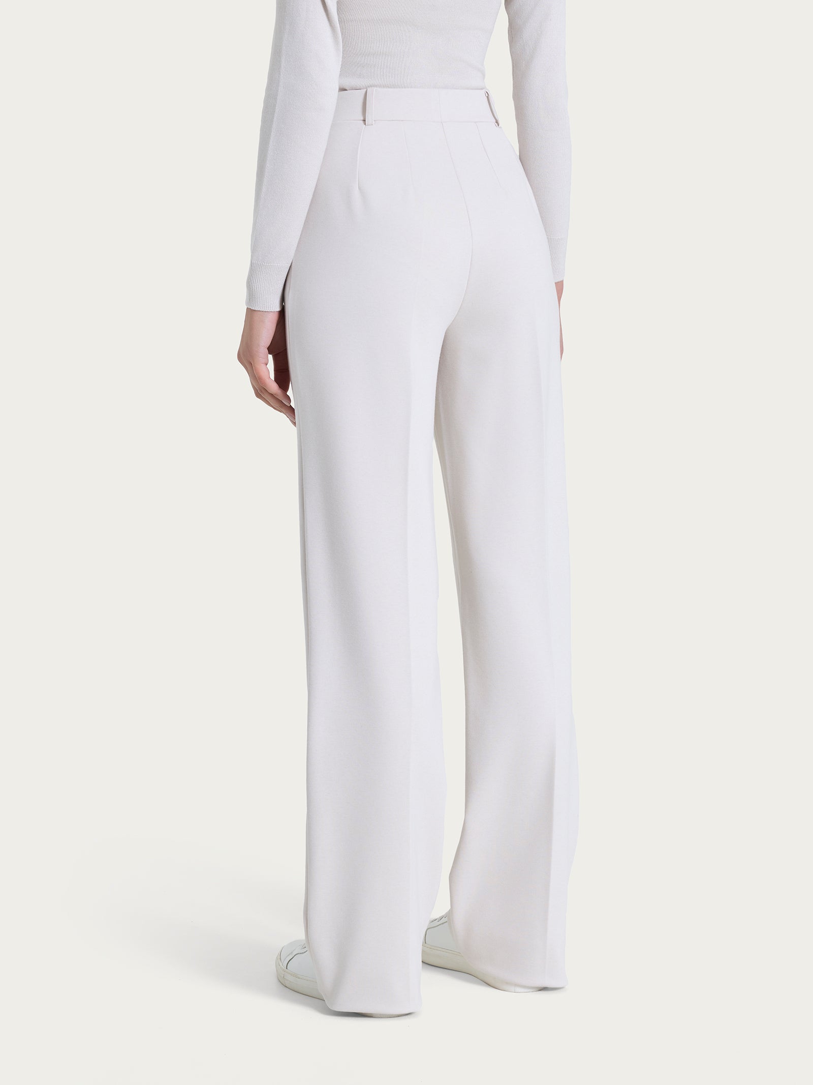 Pantalone ampio con tasche in Cashmere Compact Bianchi Donna - Ragno