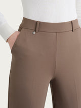Pantalón ancho con bolsillos de Compact con Cashmere marrón para mujer - Ragno
