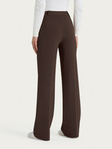 Pantalone ampio con tasche in Compact con Cashmere Marroni Donna - Ragno