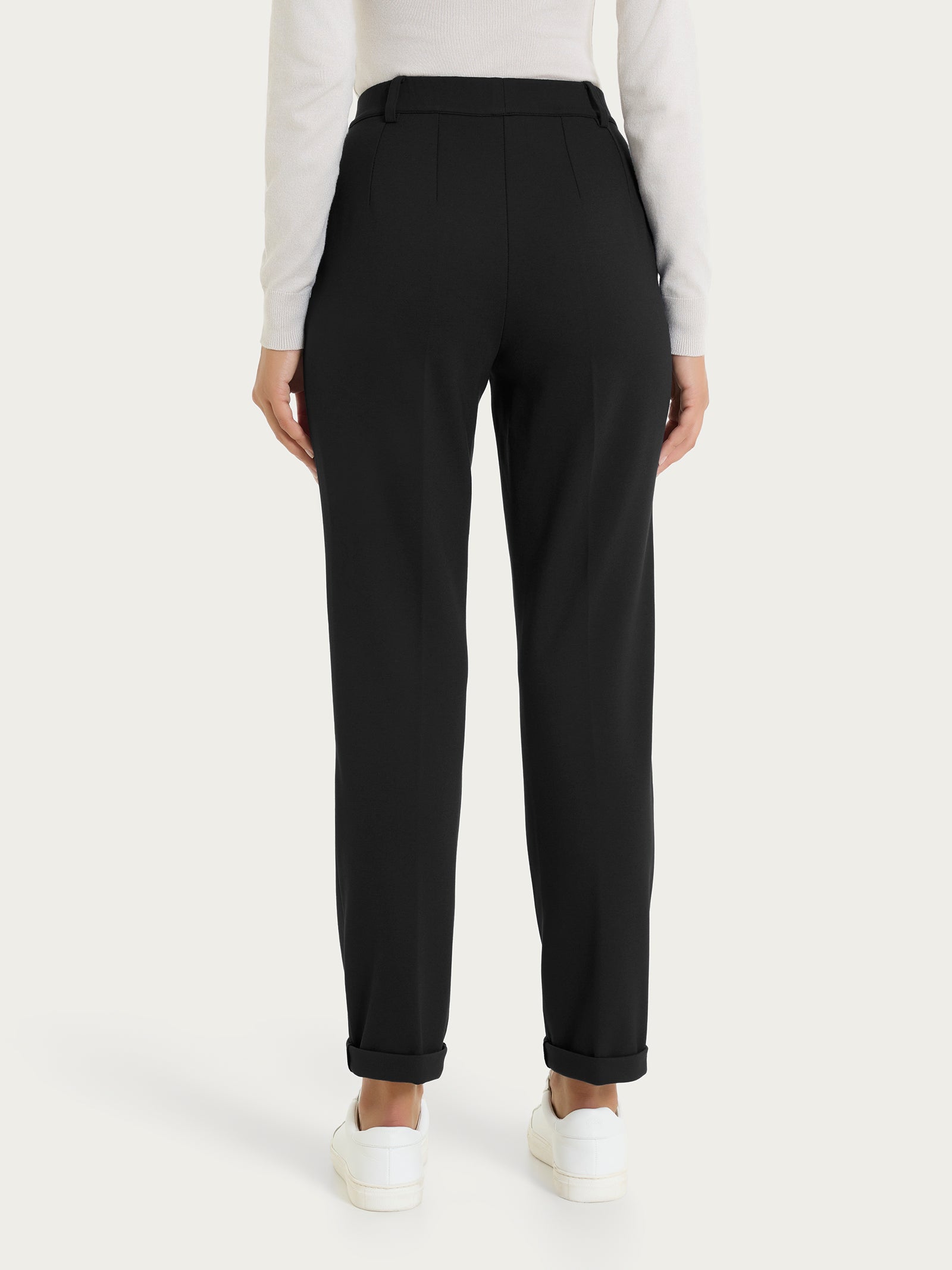 Pantalone dritto con tasche in Cashmere Compact Neri Donna - Ragno