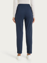 Pantalone dritto con tasche in Compact con Cashmere Blu Donna - Ragno