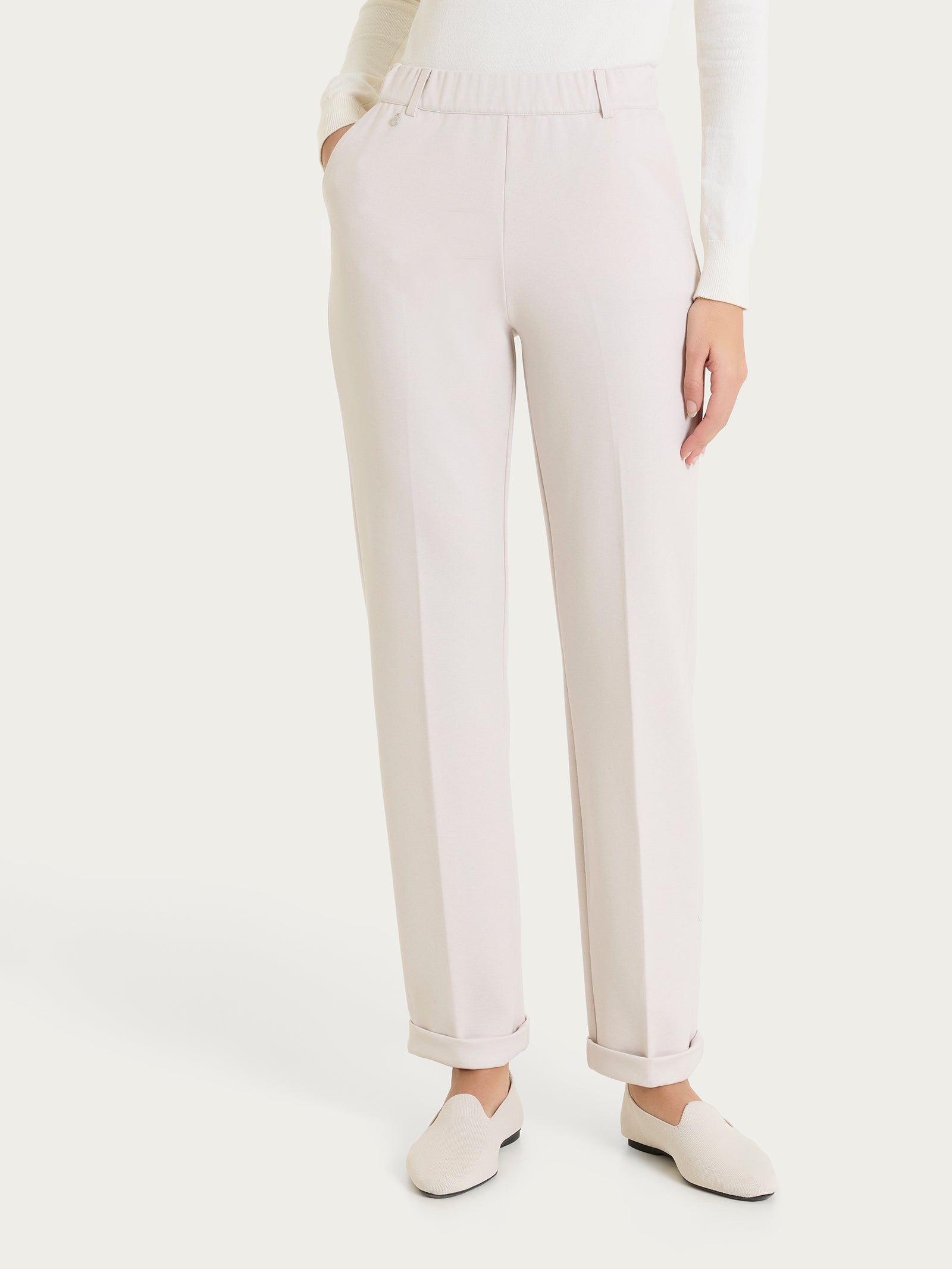 Pantalone dritto con tasche in Cashmere Compact Bianchi Donna - Ragno