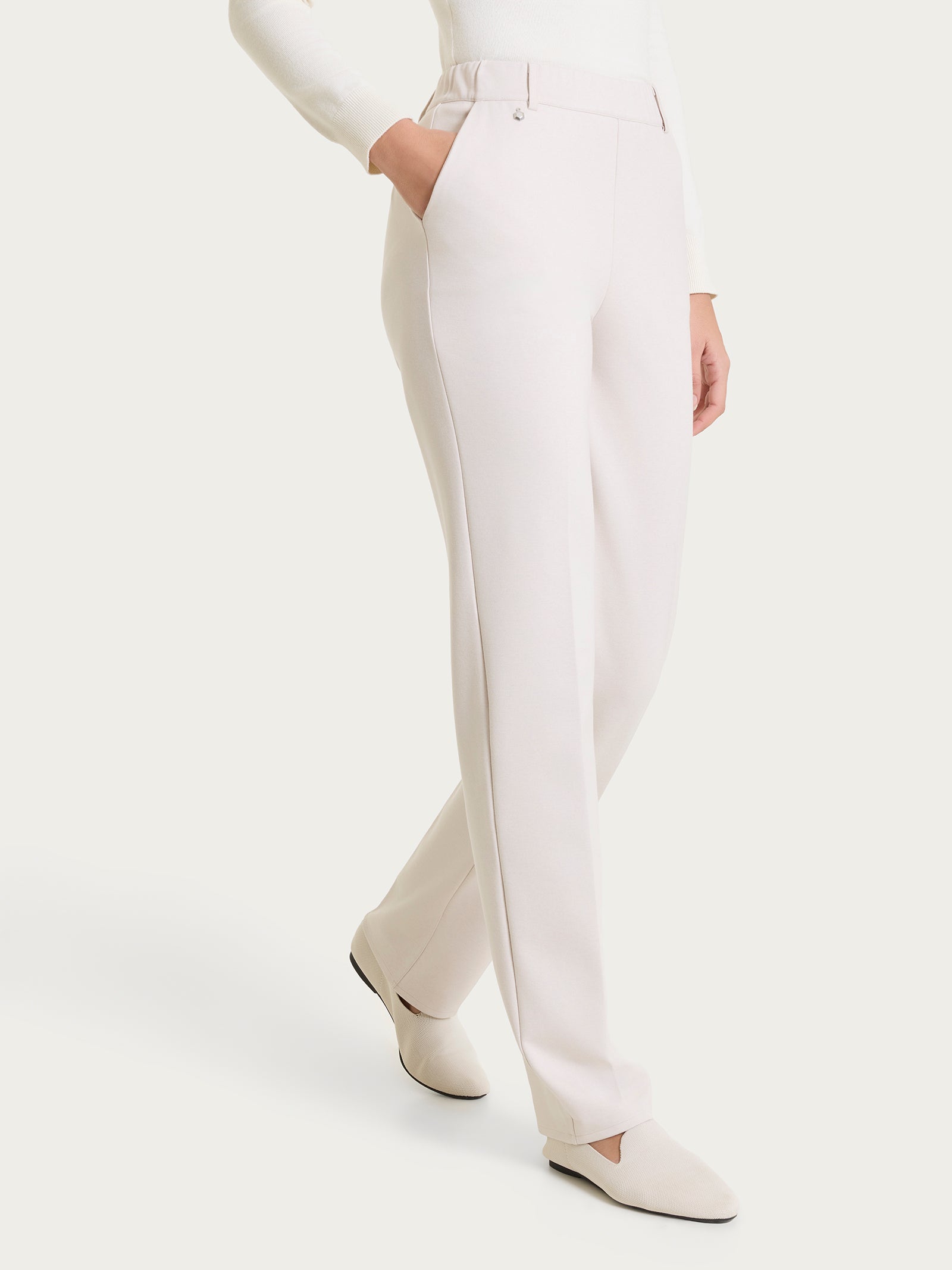 Pantalone dritto con tasche in Cashmere Compact Bianchi Donna - Ragno
