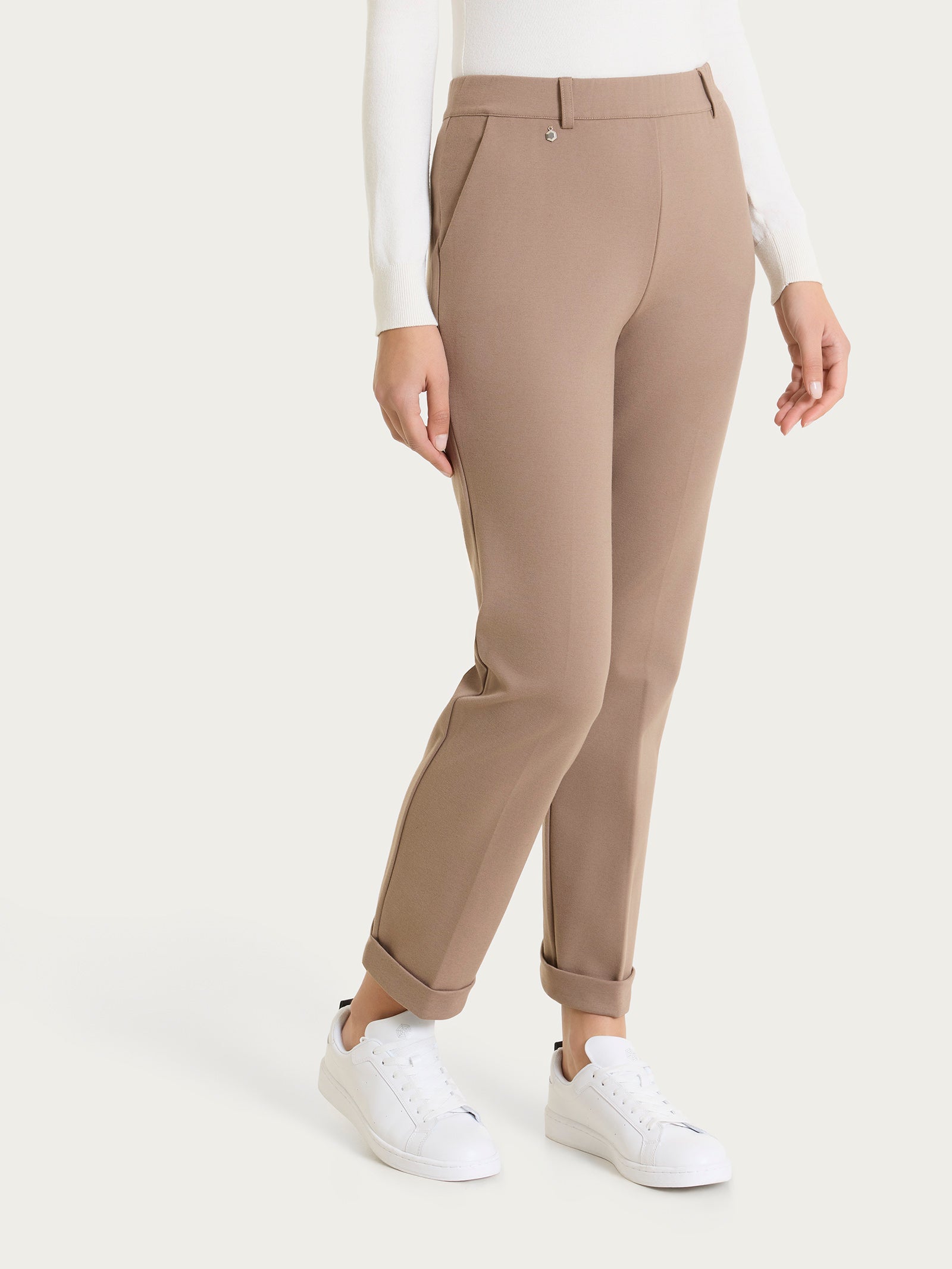 Pantalone dritto con tasche in Cashmere Compact Marroni Donna - Ragno