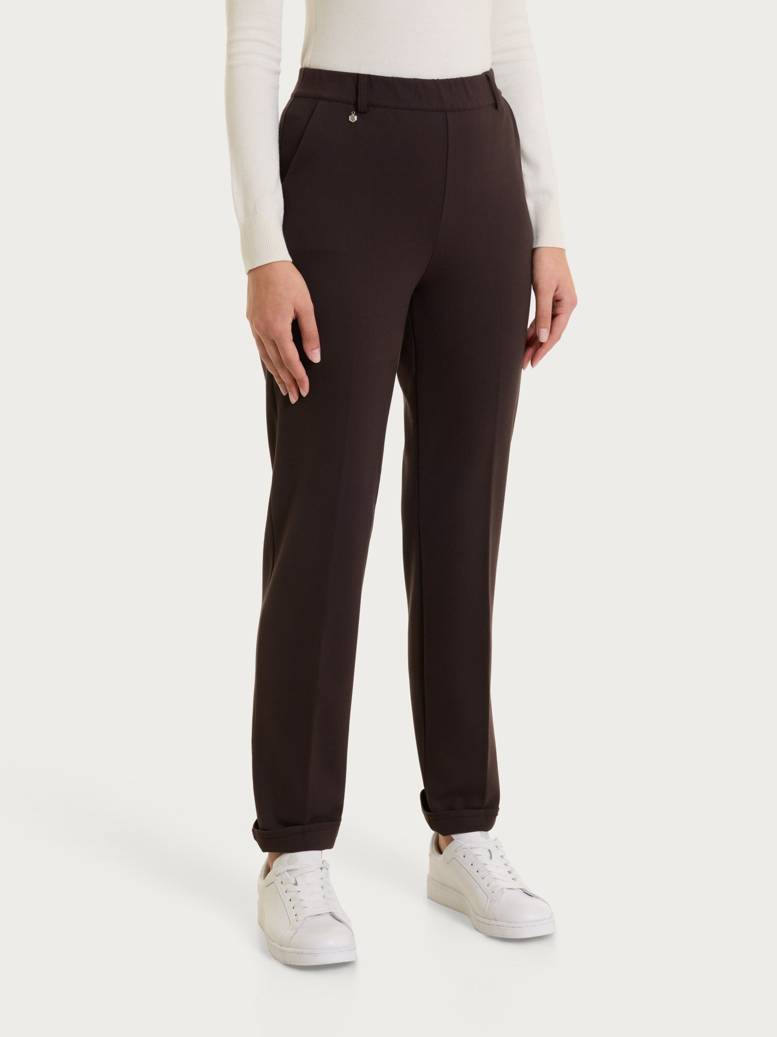 Pantalone dritto con tasche in Cashmere Compact Marroni Donna - Ragno