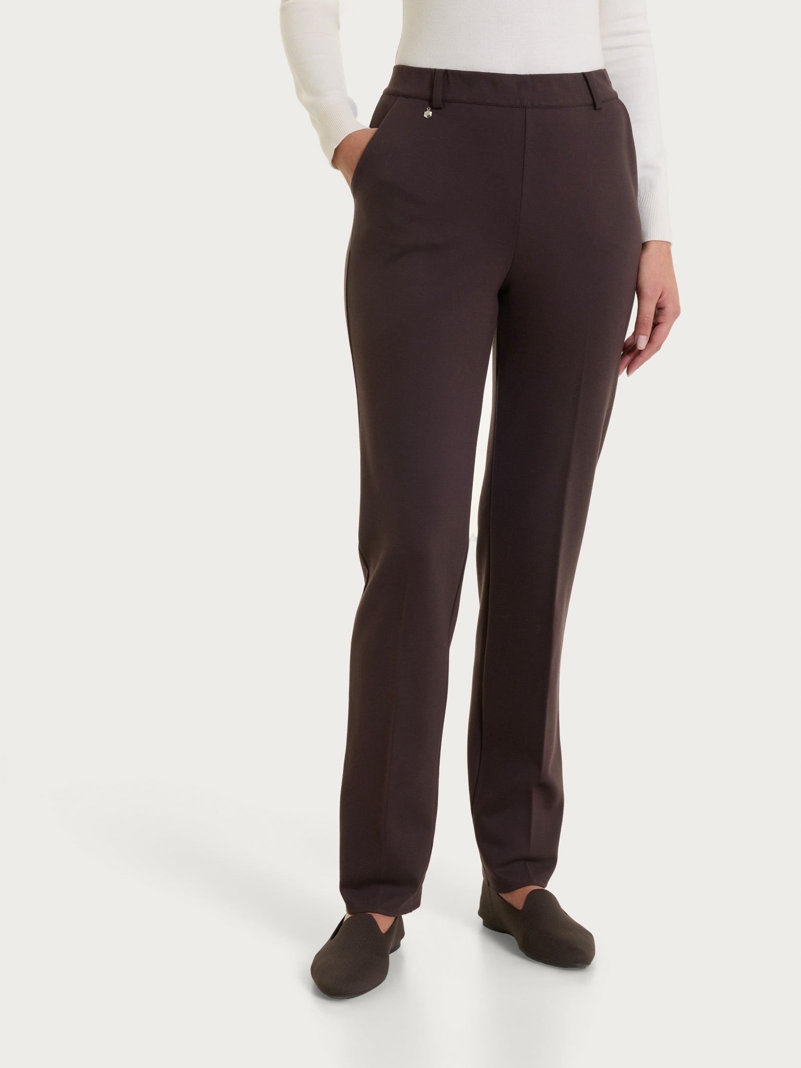 Pantalone dritto con tasche in Cashmere Compact Marroni Donna - Ragno