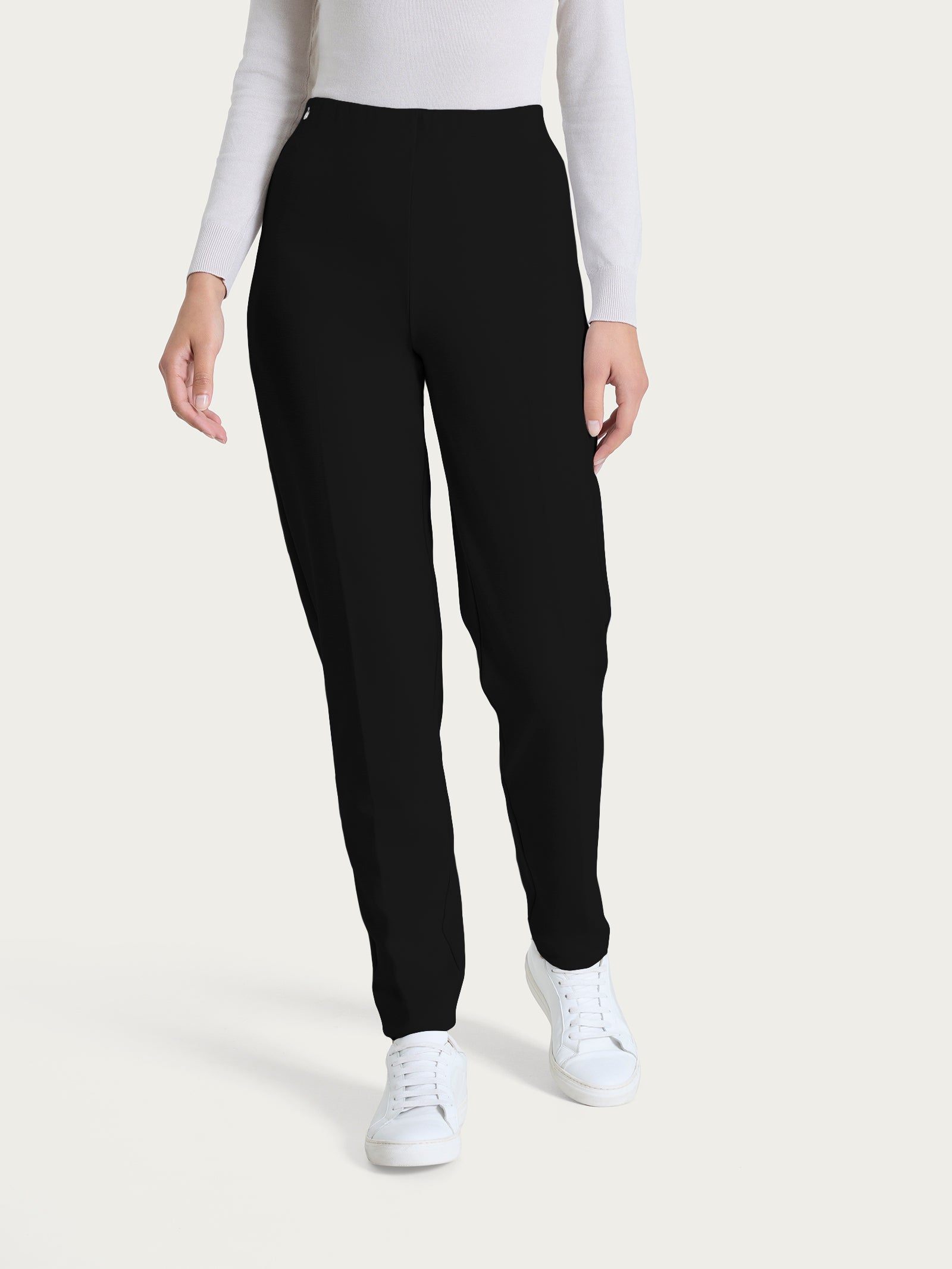 Pantalone a sigaretta con risvolto in Cashmere Compact Neri Donna - Ragno