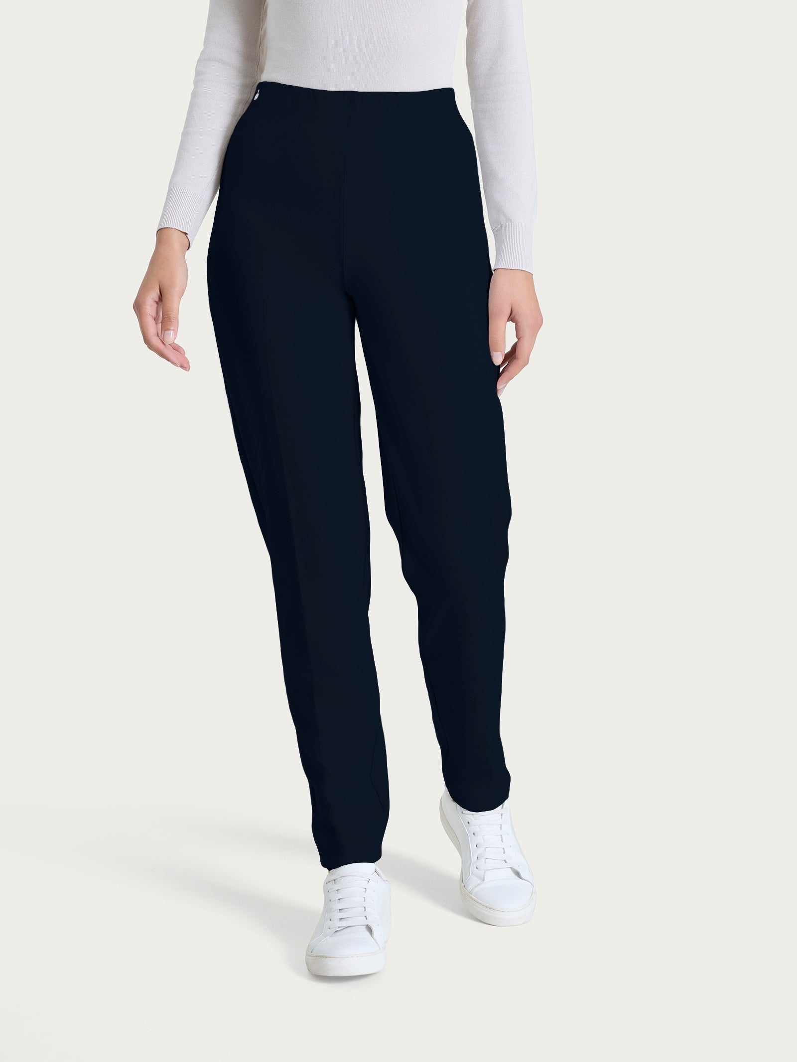 Pantalone a sigaretta con risvolto in Cashmere Compact Blu Donna - Ragno