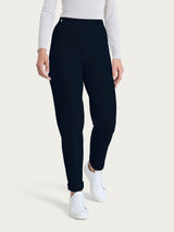 Pantalone a sigaretta con risvolto in Compact con Cashmere Blu Donna - Ragno