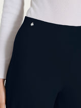 Pantalone a sigaretta con risvolto in Cashmere Compact Blu Donna - Ragno