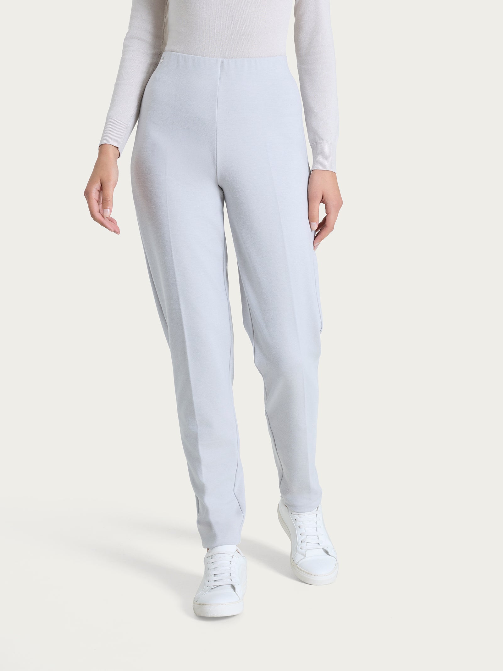 Pantalone a sigaretta con risvolto in Cashmere Compact Neri Donna - Ragno