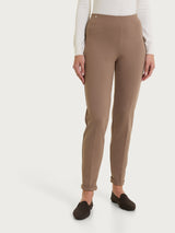 Pantalone a sigaretta con risvolto in Cashmere Compact Marroni Donna - Ragno