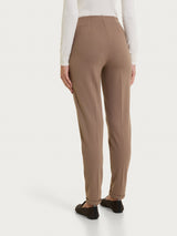 Pantalone a sigaretta con risvolto in Cashmere Compact Marroni Donna - Ragno
