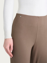 Pantalone a sigaretta con risvolto in Compact con Cashmere Marroni Donna - Ragno