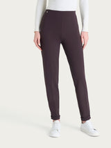 Pantalone a sigaretta con risvolto in Cashmere Compact Marroni Donna - Ragno