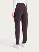 Pantalone a sigaretta con risvolto in Compact con Cashmere Marroni Donna - Ragno