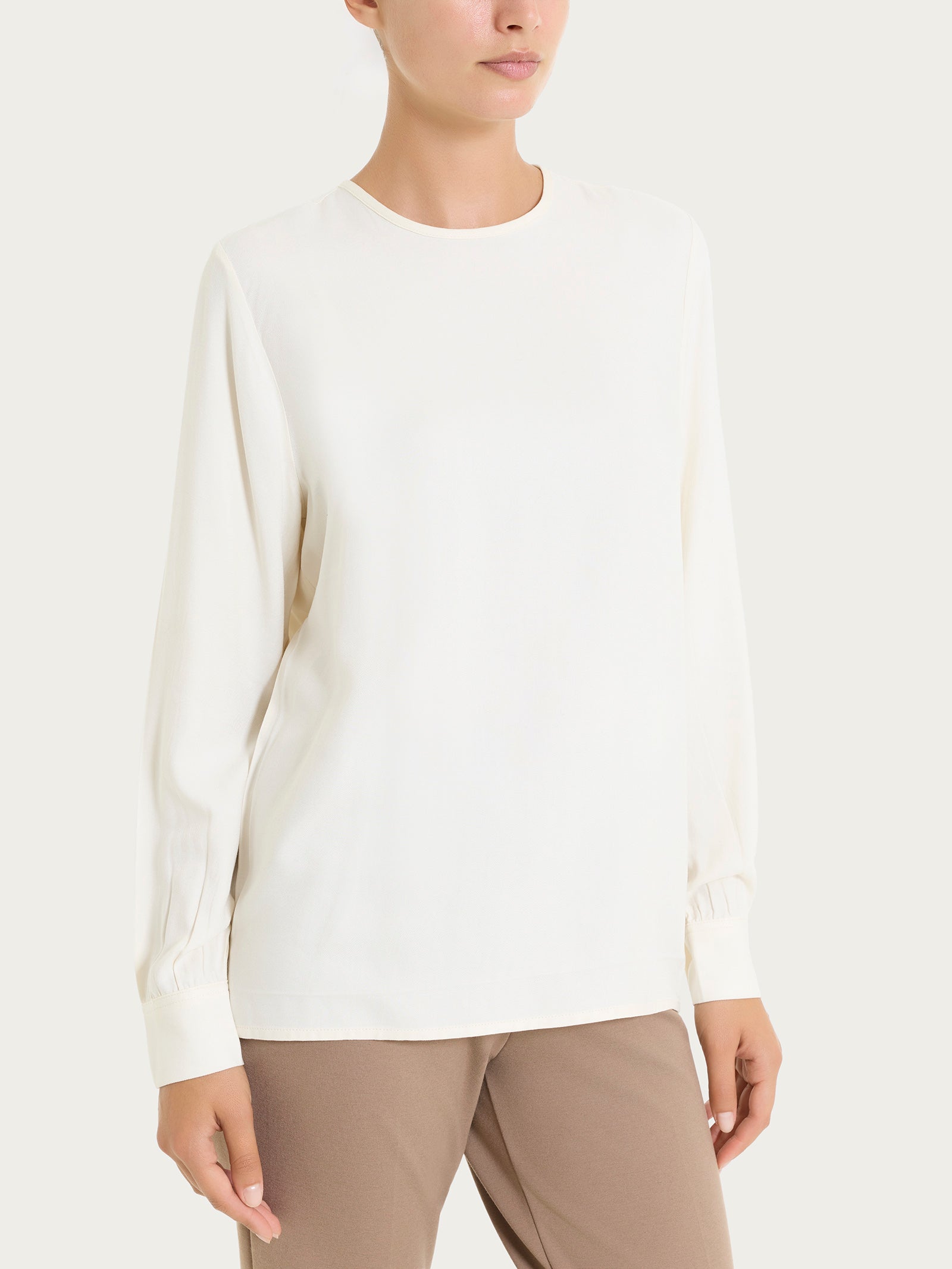 Blusa girocollo in Winter Ecoseta Bianchi Donna - Ragno