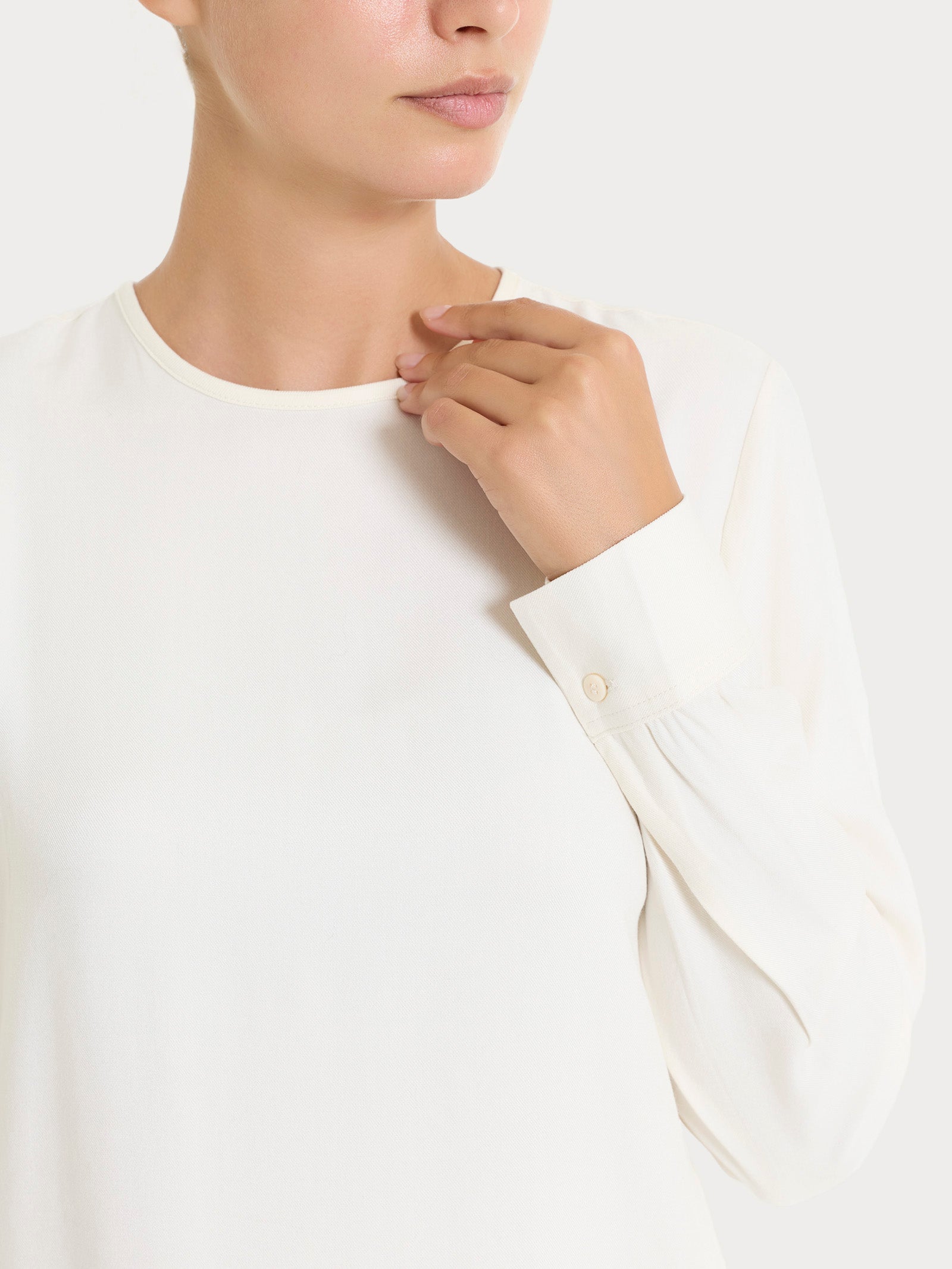 Blusa girocollo in Winter Ecoseta Bianchi Donna - Ragno