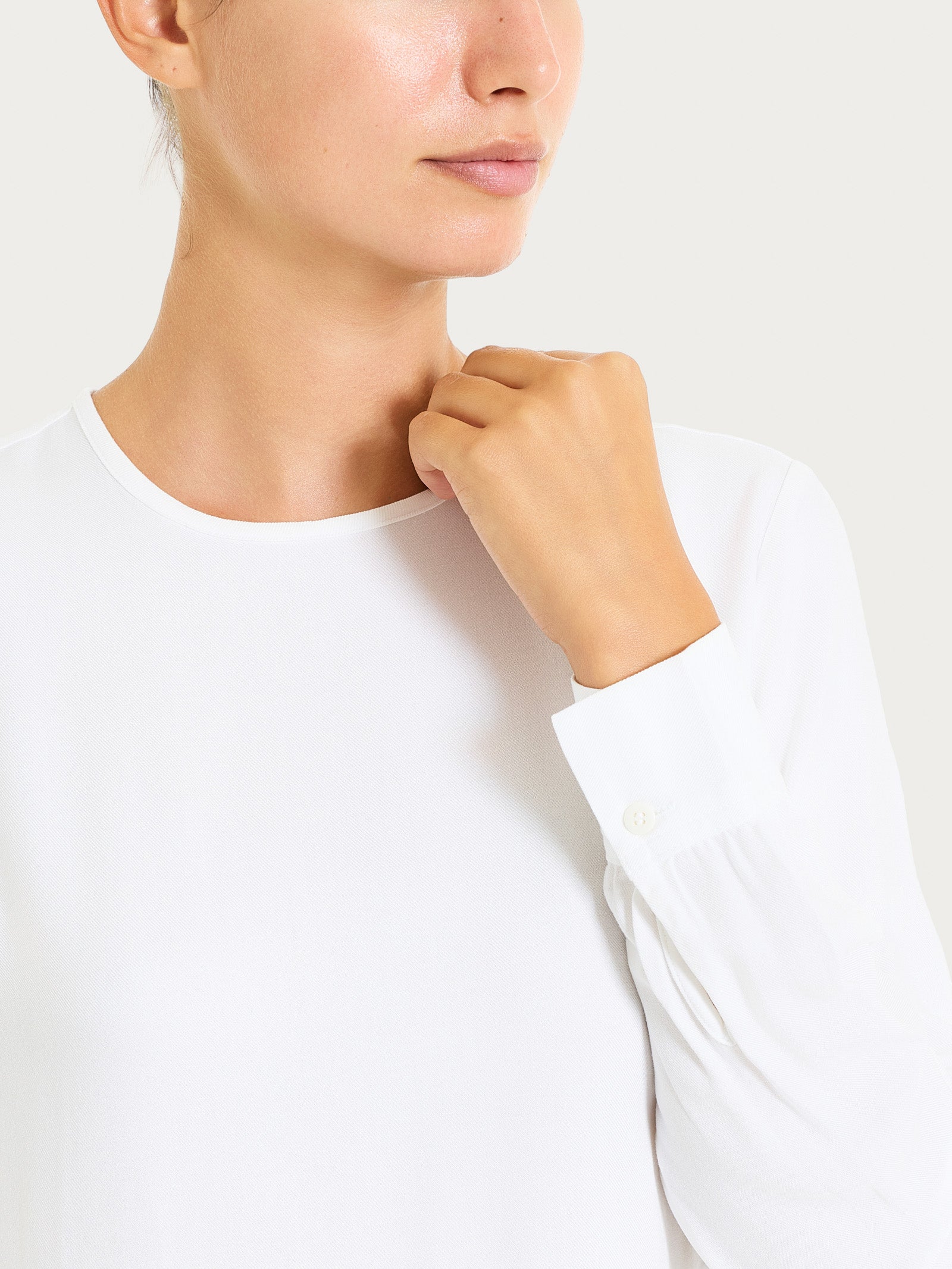Blusa girocollo in Winter Ecoseta Bianchi Donna - Ragno