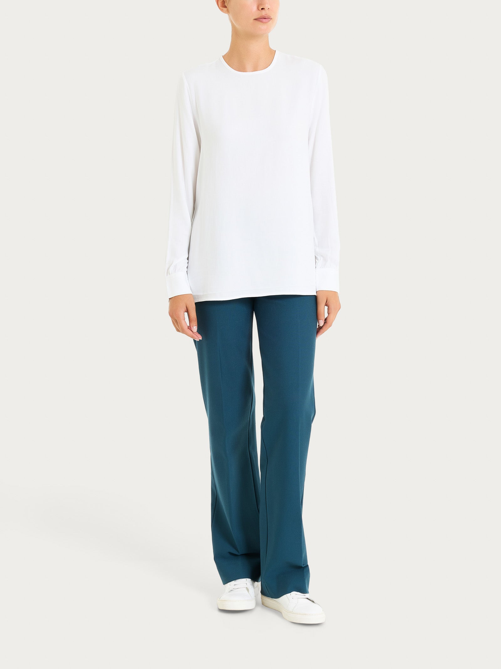 Blusa girocollo in Winter Ecoseta Bianchi Donna - Ragno