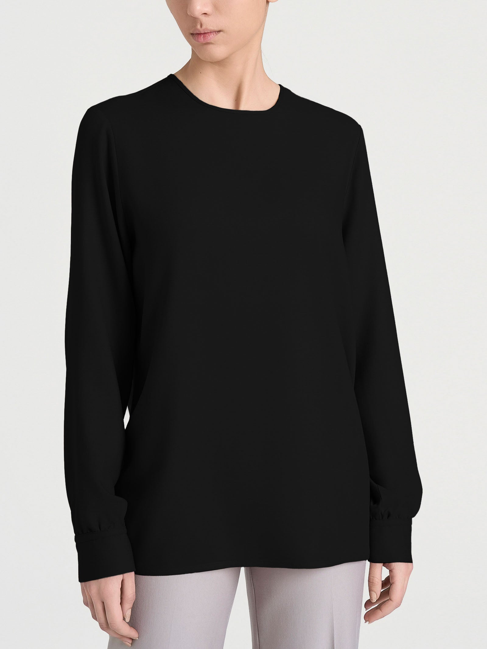 Blusa girocollo in Winter Ecoseta Neri Donna - Ragno