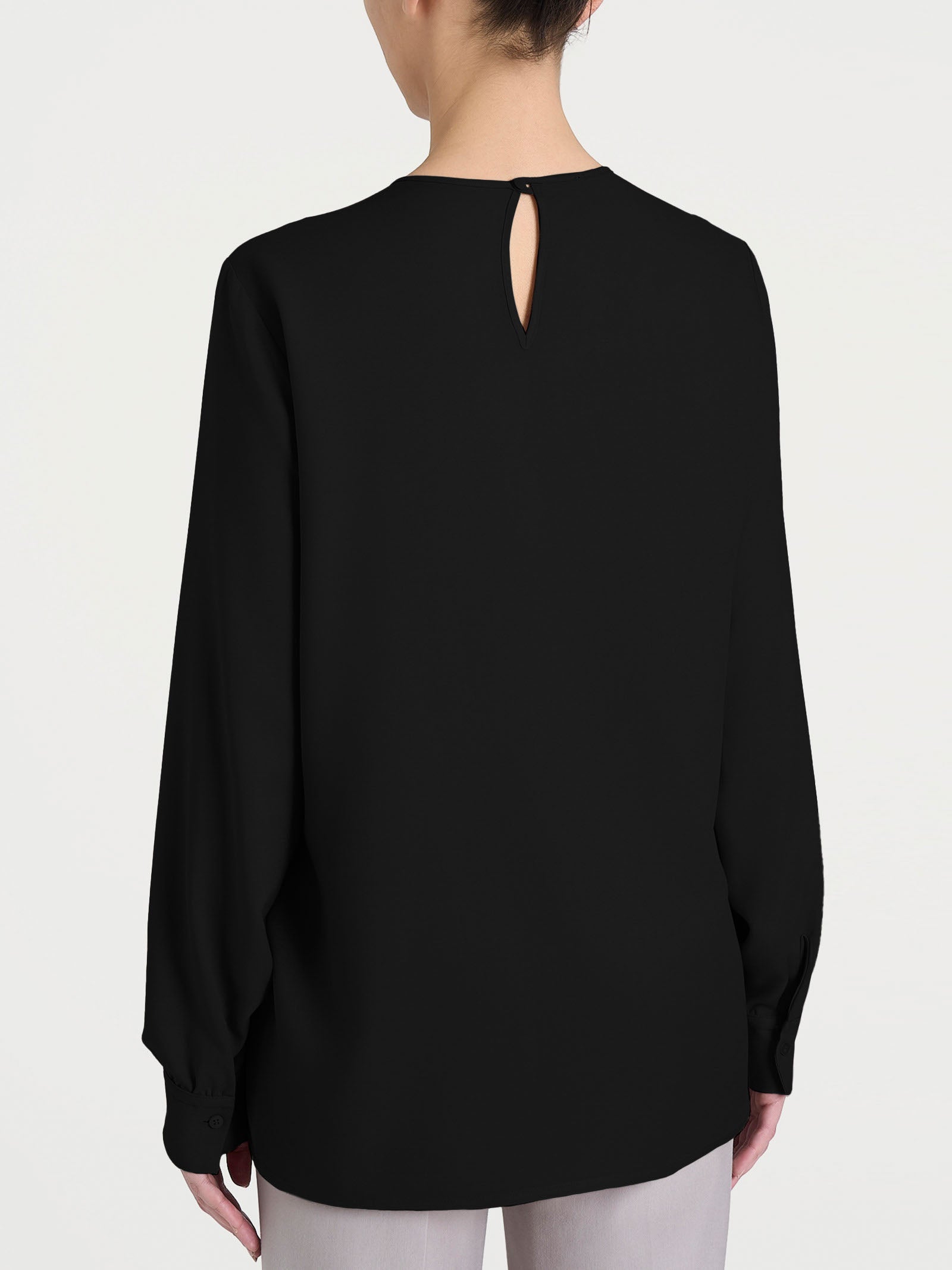 Blusa girocollo in Winter Ecoseta Neri Donna - Ragno