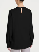 Blusa girocollo in Winter Ecoseta Neri Donna - Ragno