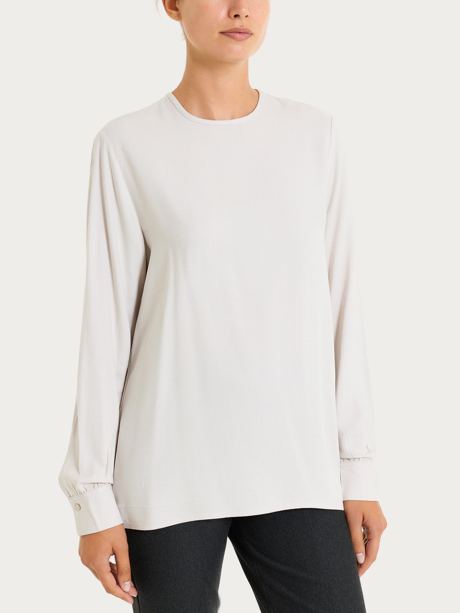 Blusa girocollo in Winter Ecoseta Bianchi Donna - Ragno