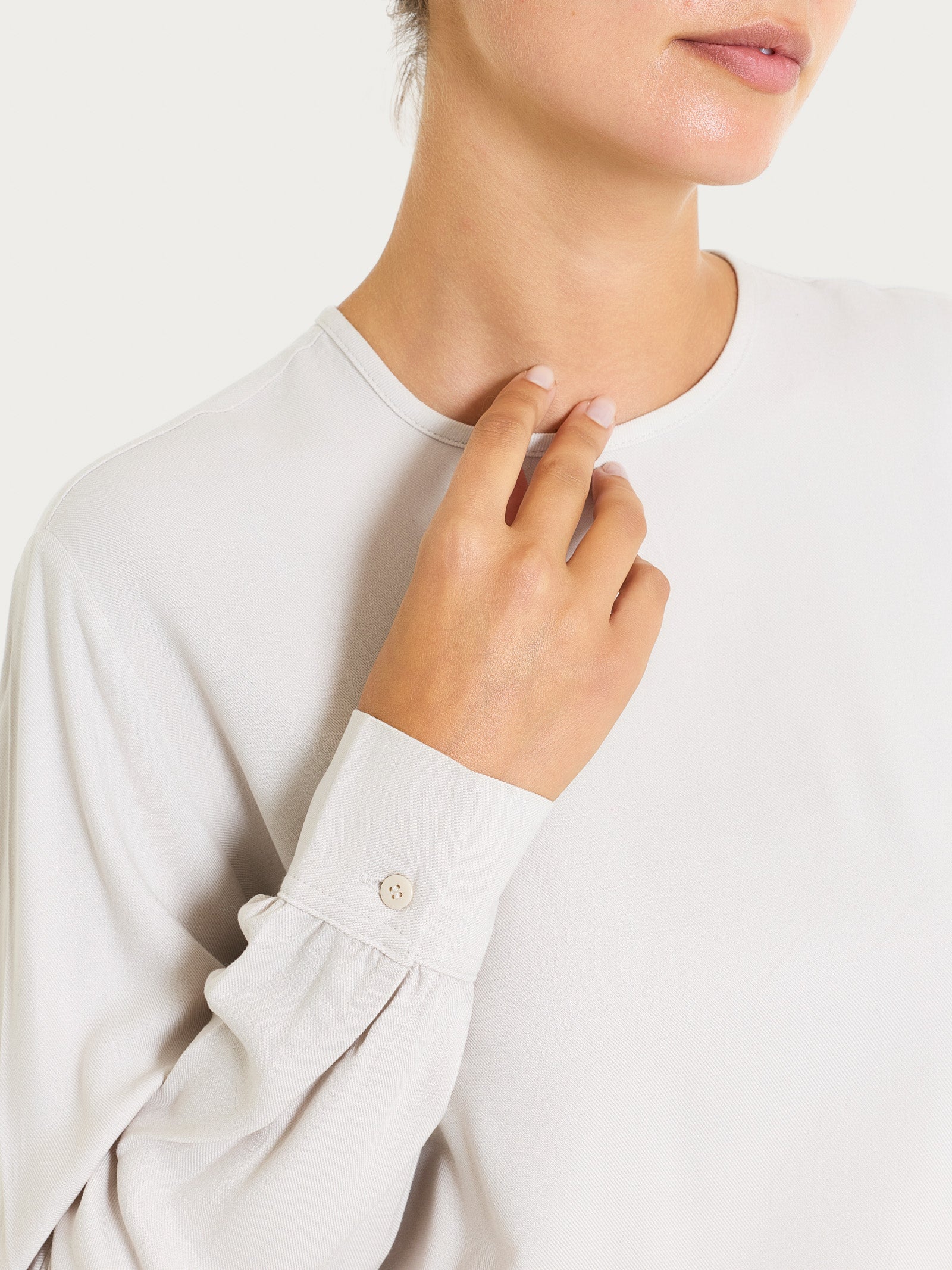 Blusa girocollo in Winter Ecoseta Bianchi Donna - Ragno