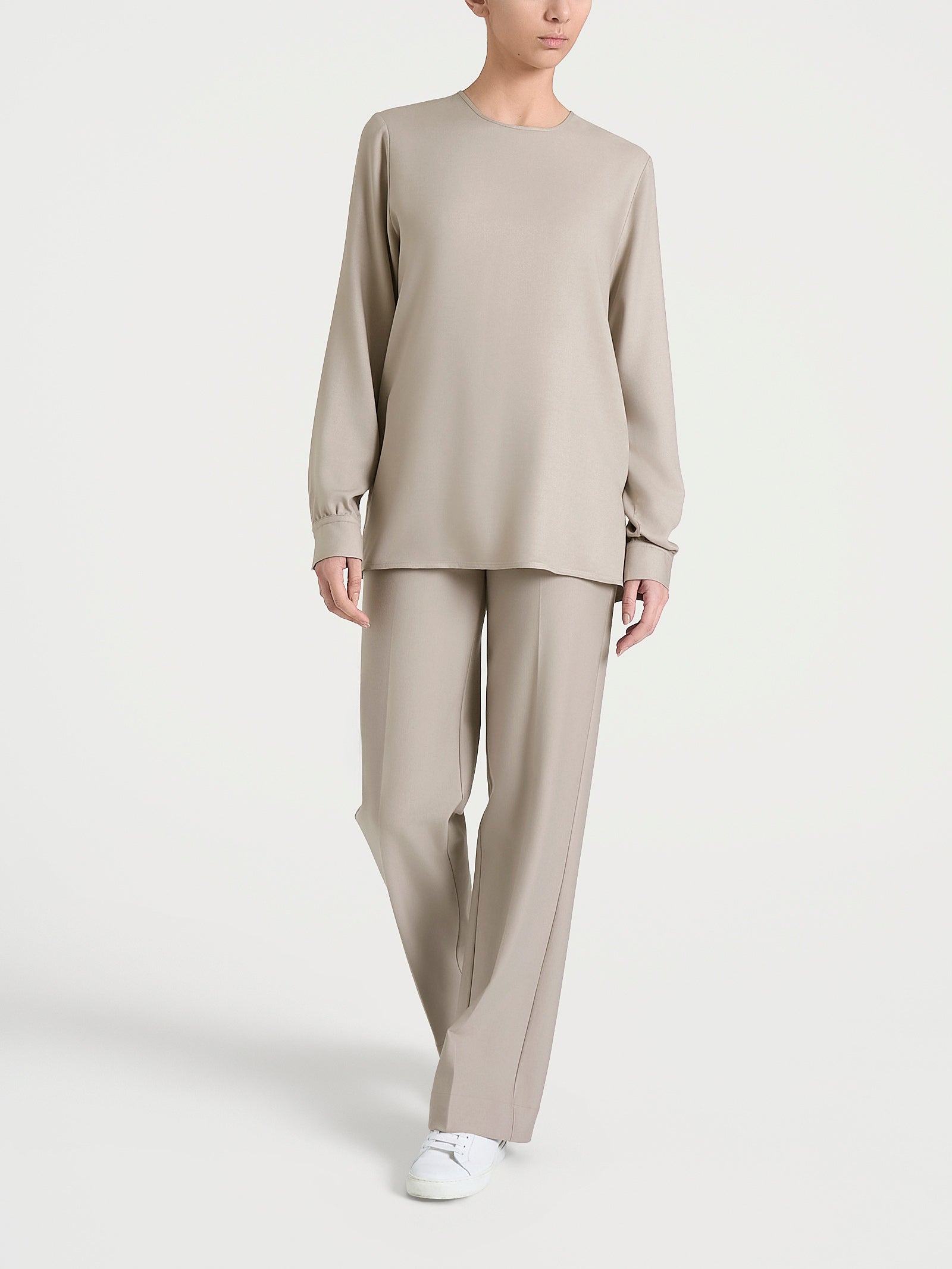 Blusa girocollo in Winter Ecoseta Grigi Donna - Ragno