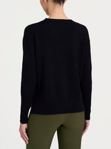 Maglia girocollo con fantasia check diagonale in Super Soft Neri Donna - Ragno