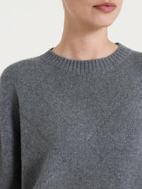 Maglia girocollo con fantasia check diagonale in Super Soft Neri Donna - Ragno