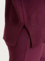 Maglia girocollo con fantasia check diagonale in Super Soft Viola Donna - Ragno