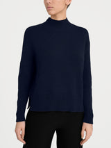 Lupetto con fantasia check diagonale in Super Soft	 Blu Donna - Ragno