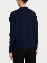 Lupetto con fantasia check diagonale in Super Soft	 Blu Donna - Ragno