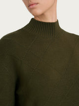 Lupetto con fantasia check diagonale in Super Soft	 Verdi Donna - Ragno