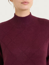 Lupetto con fantasia check diagonale in Super Soft	 Viola Donna - Ragno