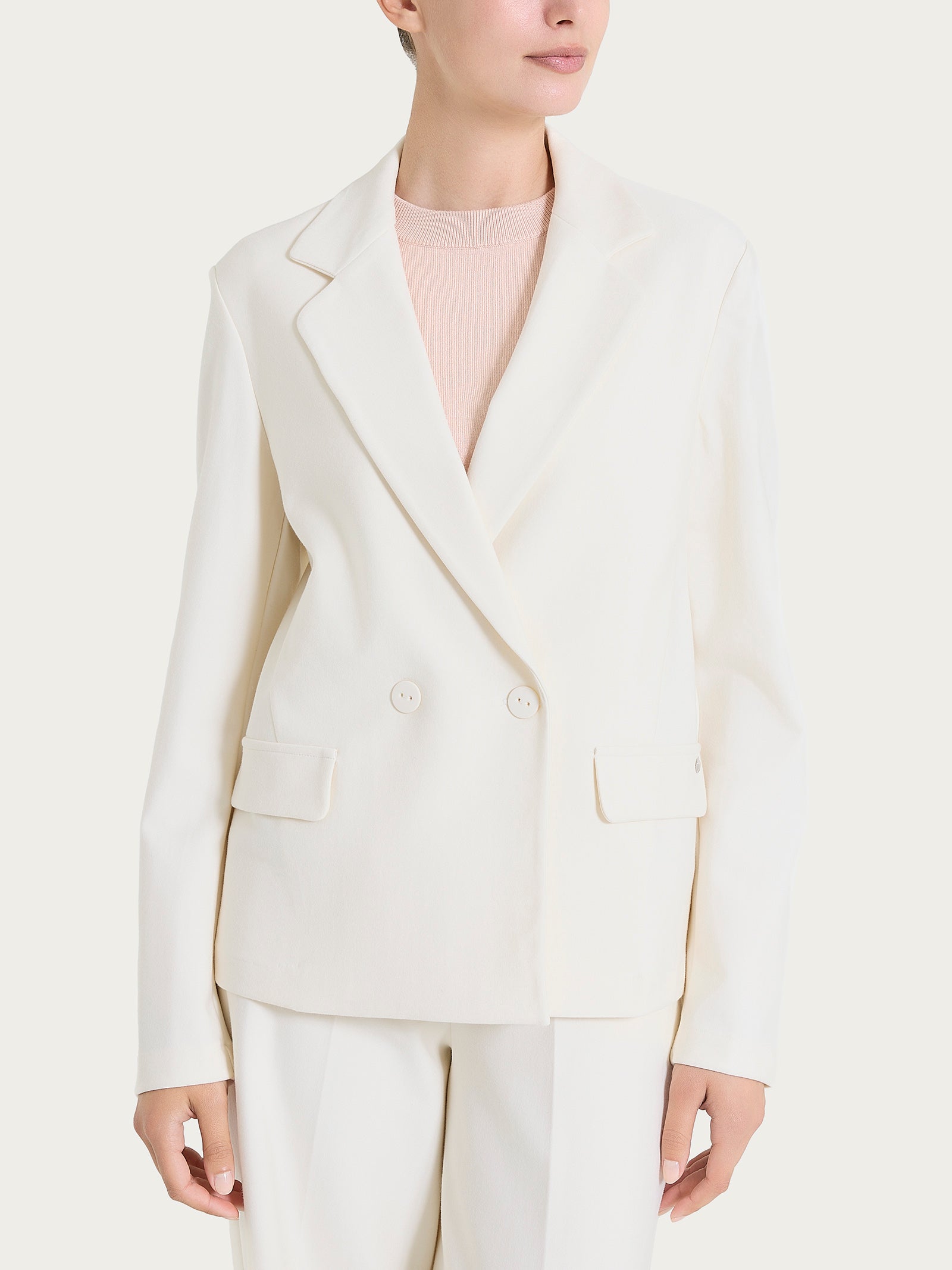 Blazer doppio petto in Compact Bianchi Donna - Ragno