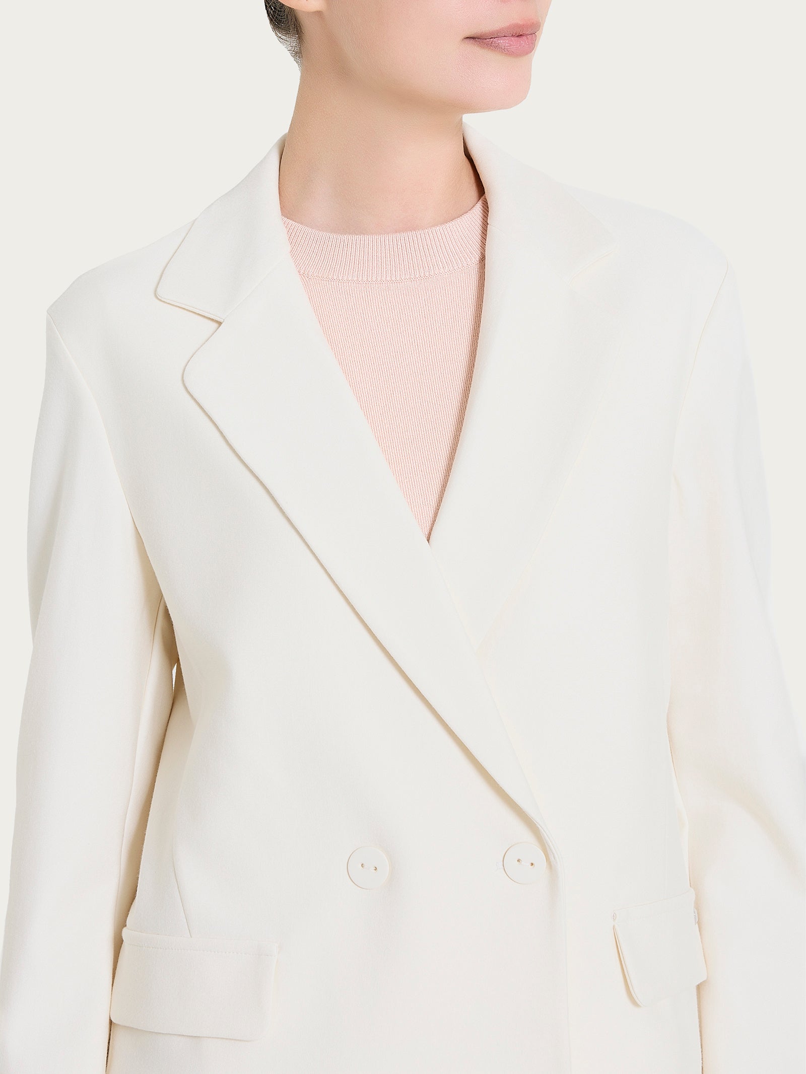 Blazer doppio petto in Compact Bianchi Donna - Ragno