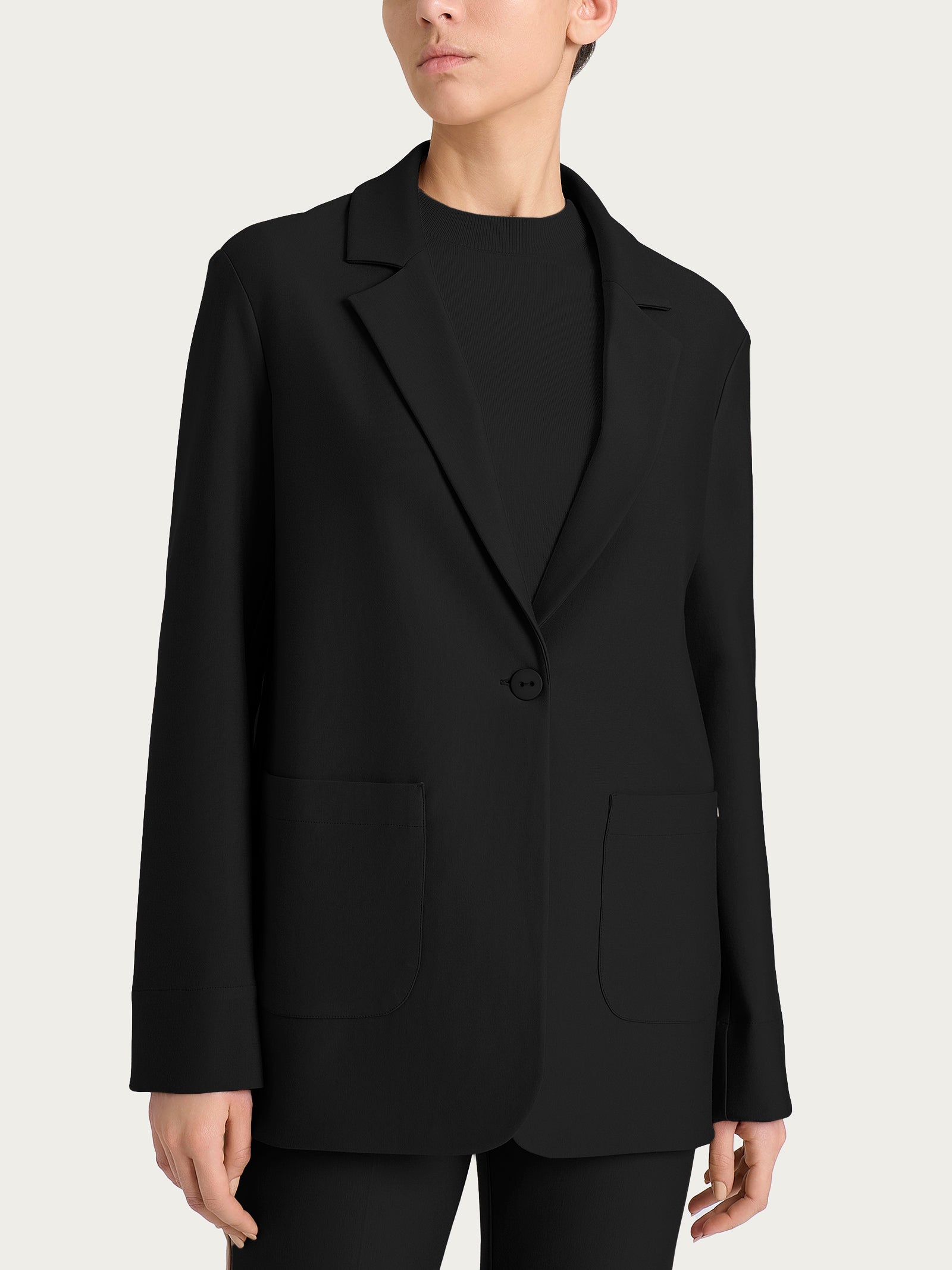 Blazer over con un bottone in Compact Neri Donna - Ragno