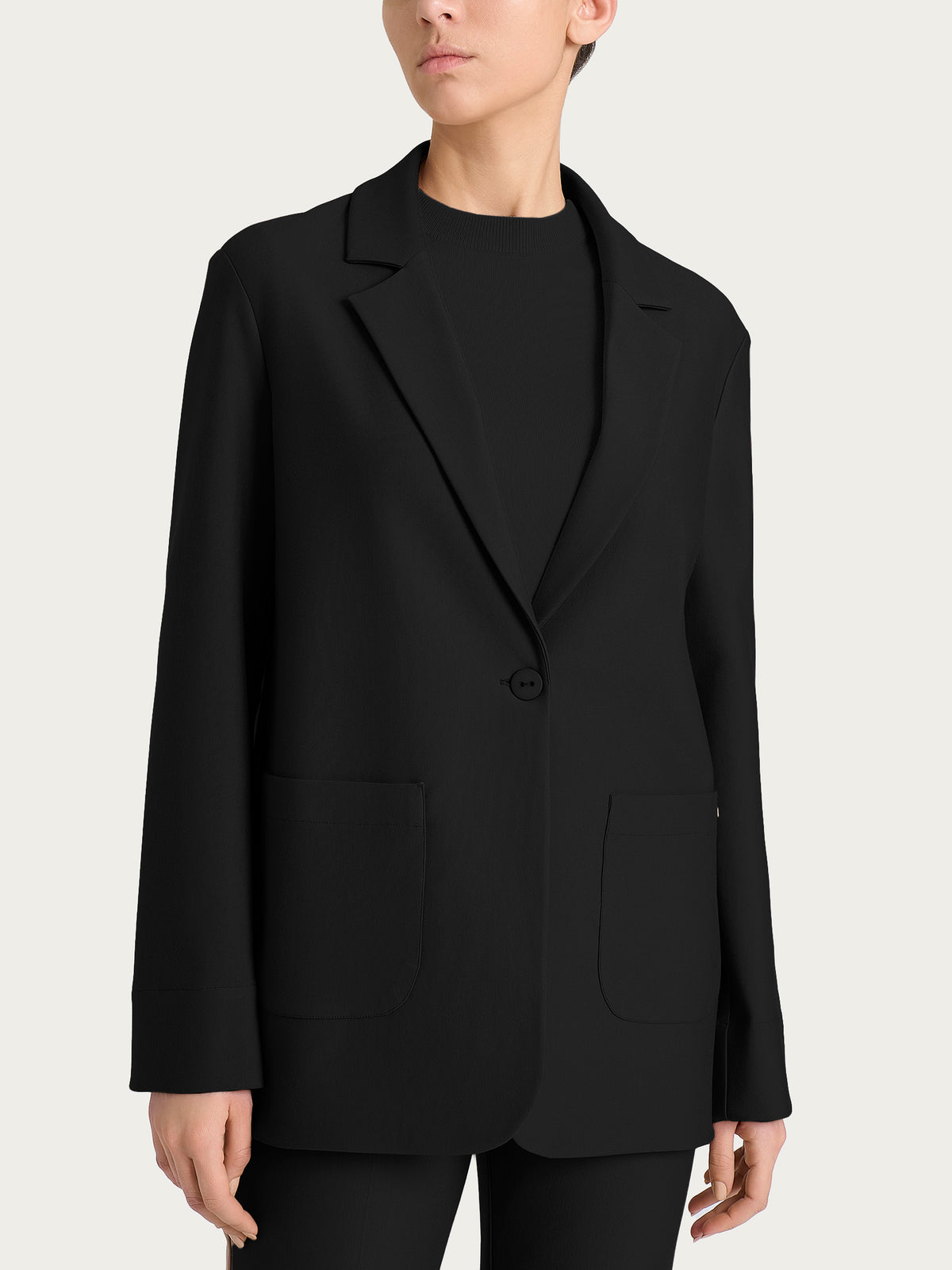 Blazer over con un bottone in Compact Neri Donna - Ragno