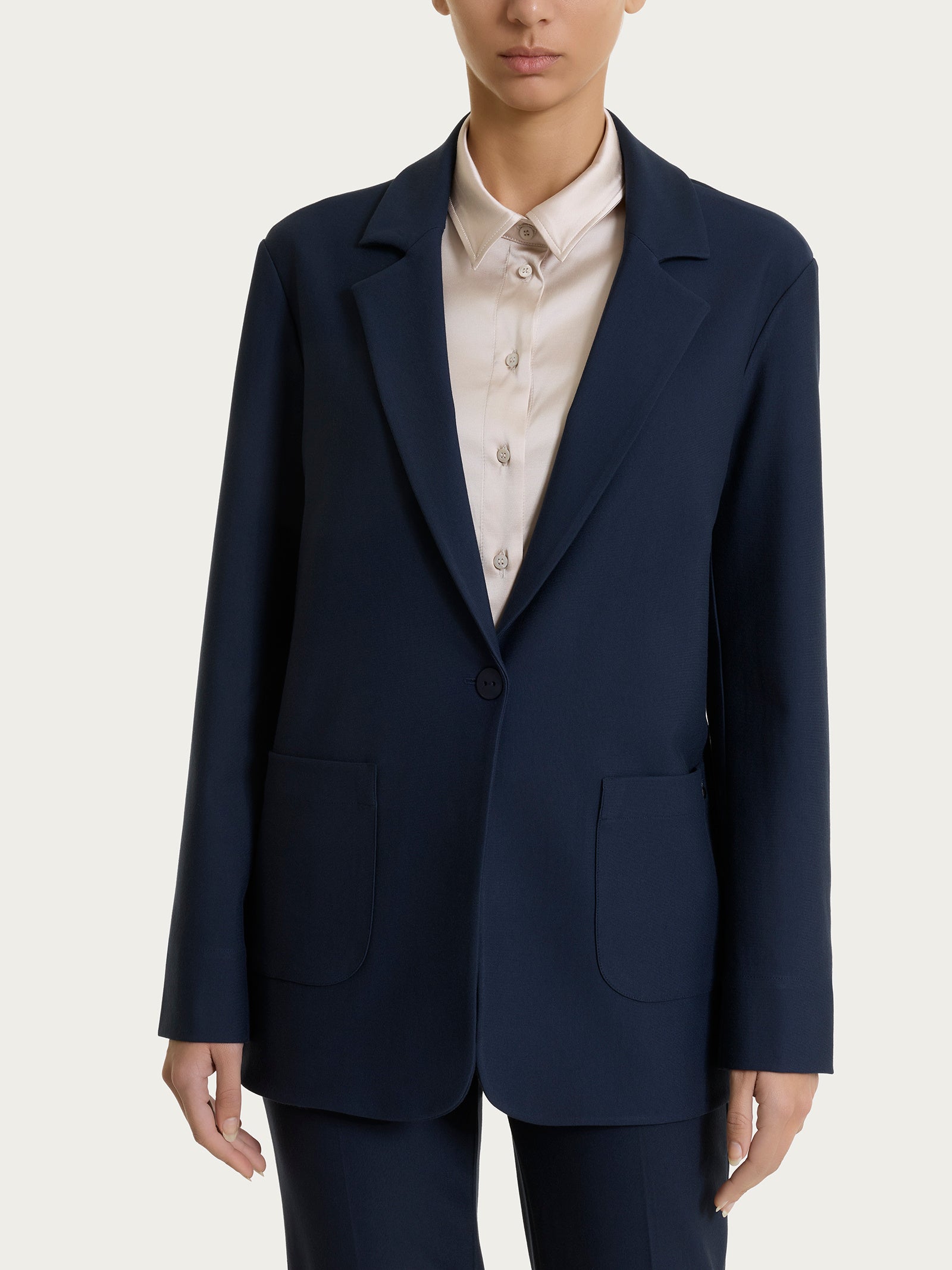 Blazer over con un bottone in Compact Blu Donna - Ragno