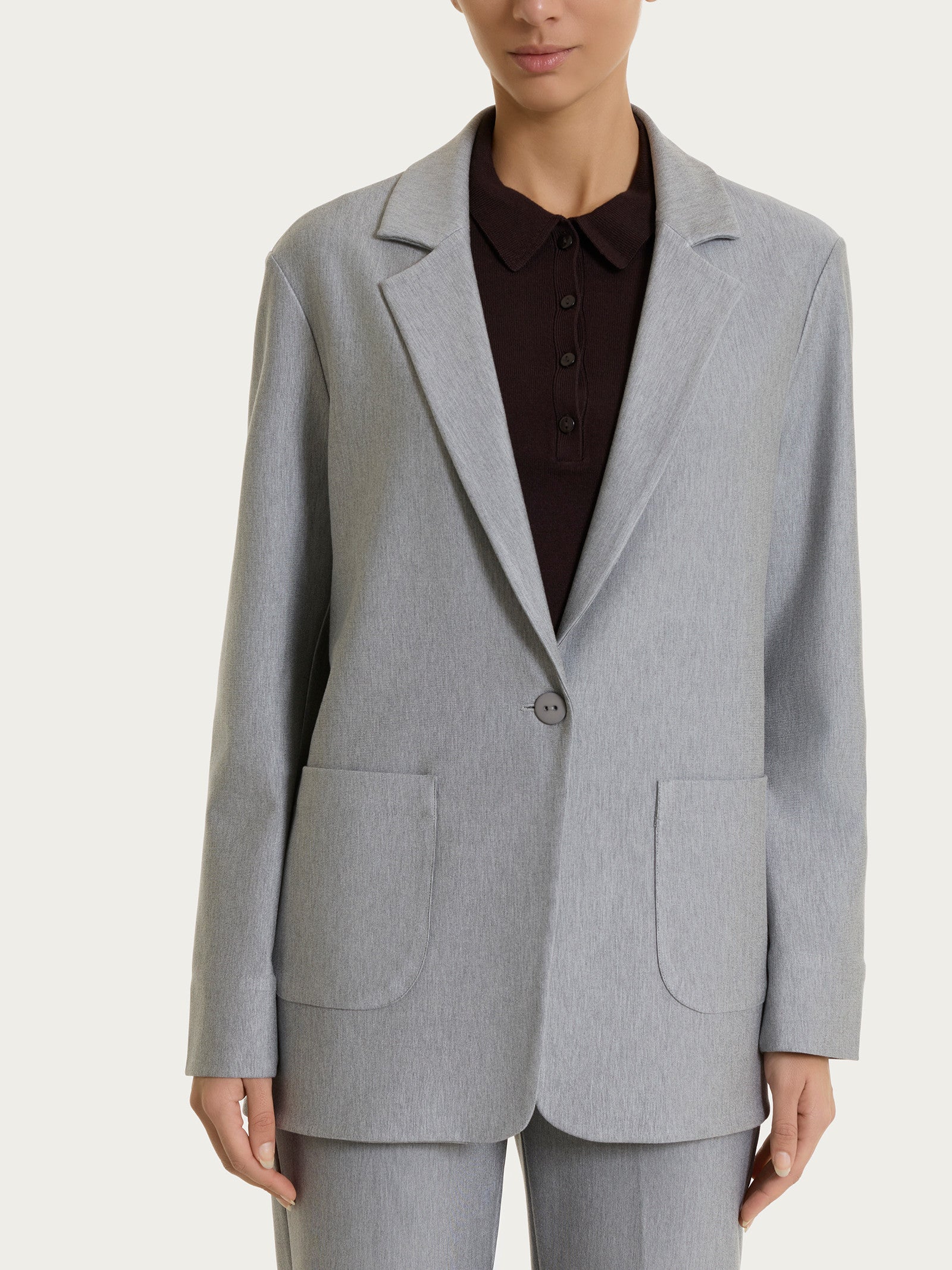 Blazer over con un bottone in Compact Neri Donna - Ragno