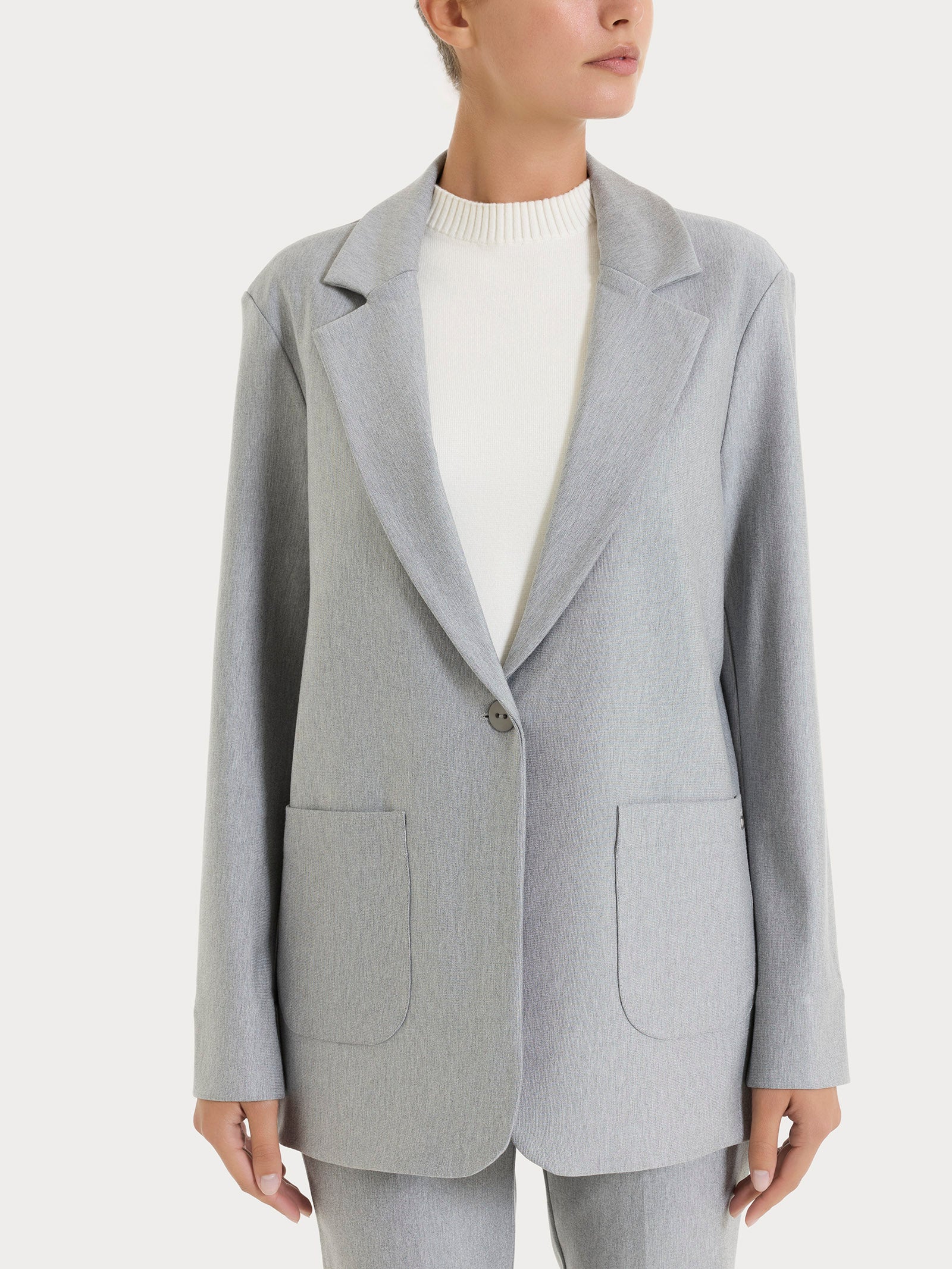 Blazer over con un bottone in Compact Neri Donna - Ragno