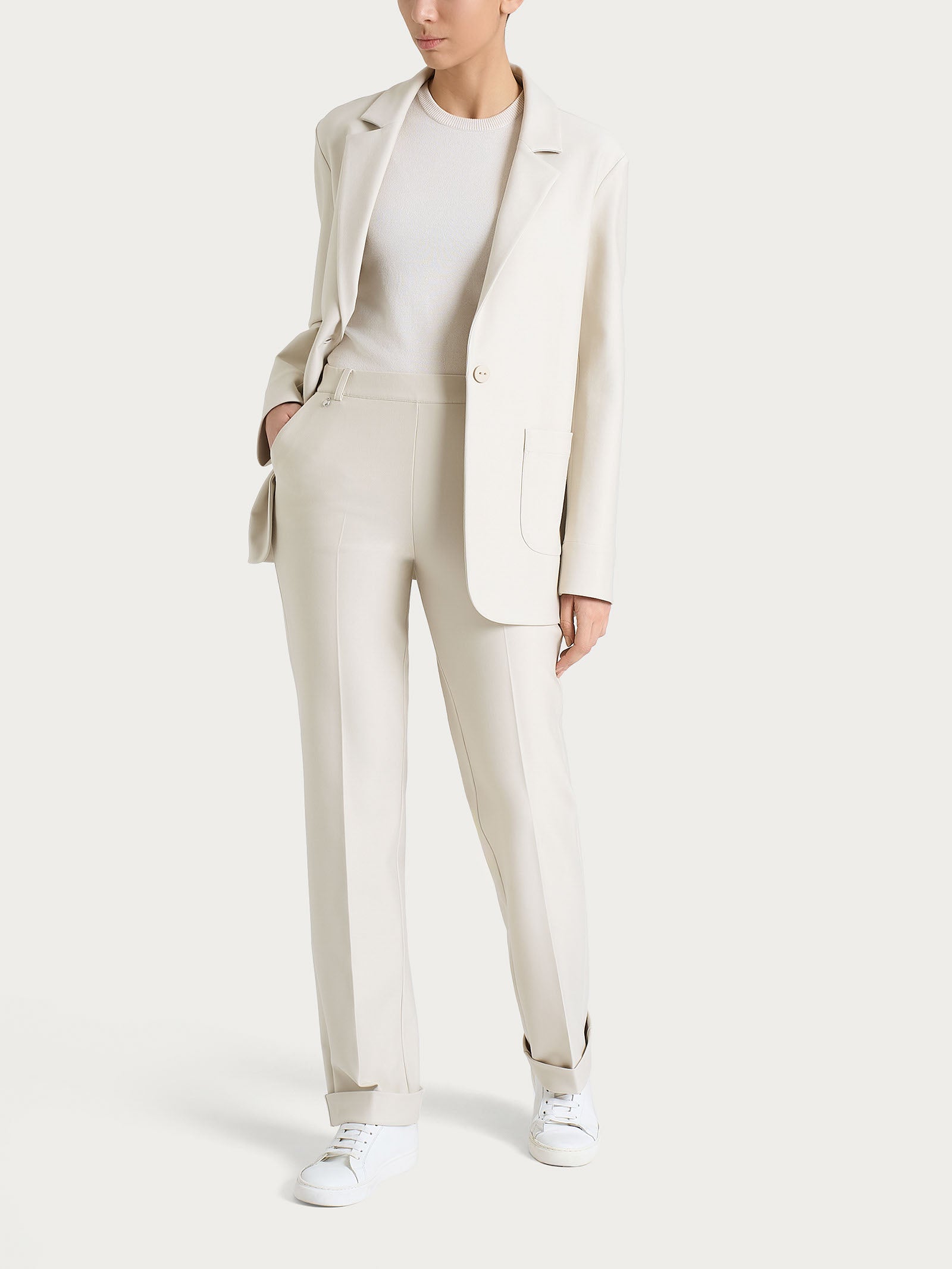 Blazer over con un bottone in Compact Bianchi Donna - Ragno