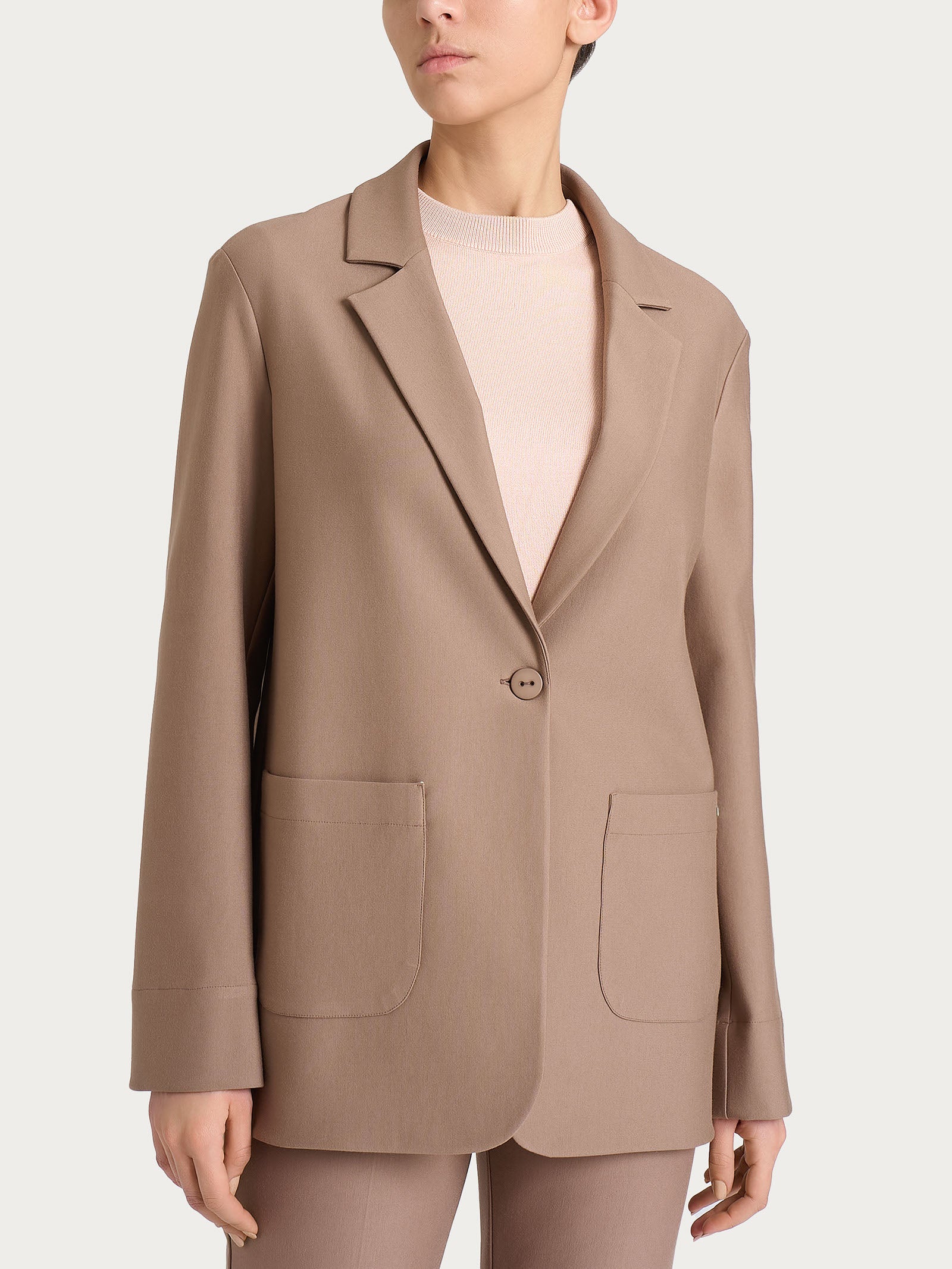 Blazer over con un bottone in Compact Marroni Donna - Ragno