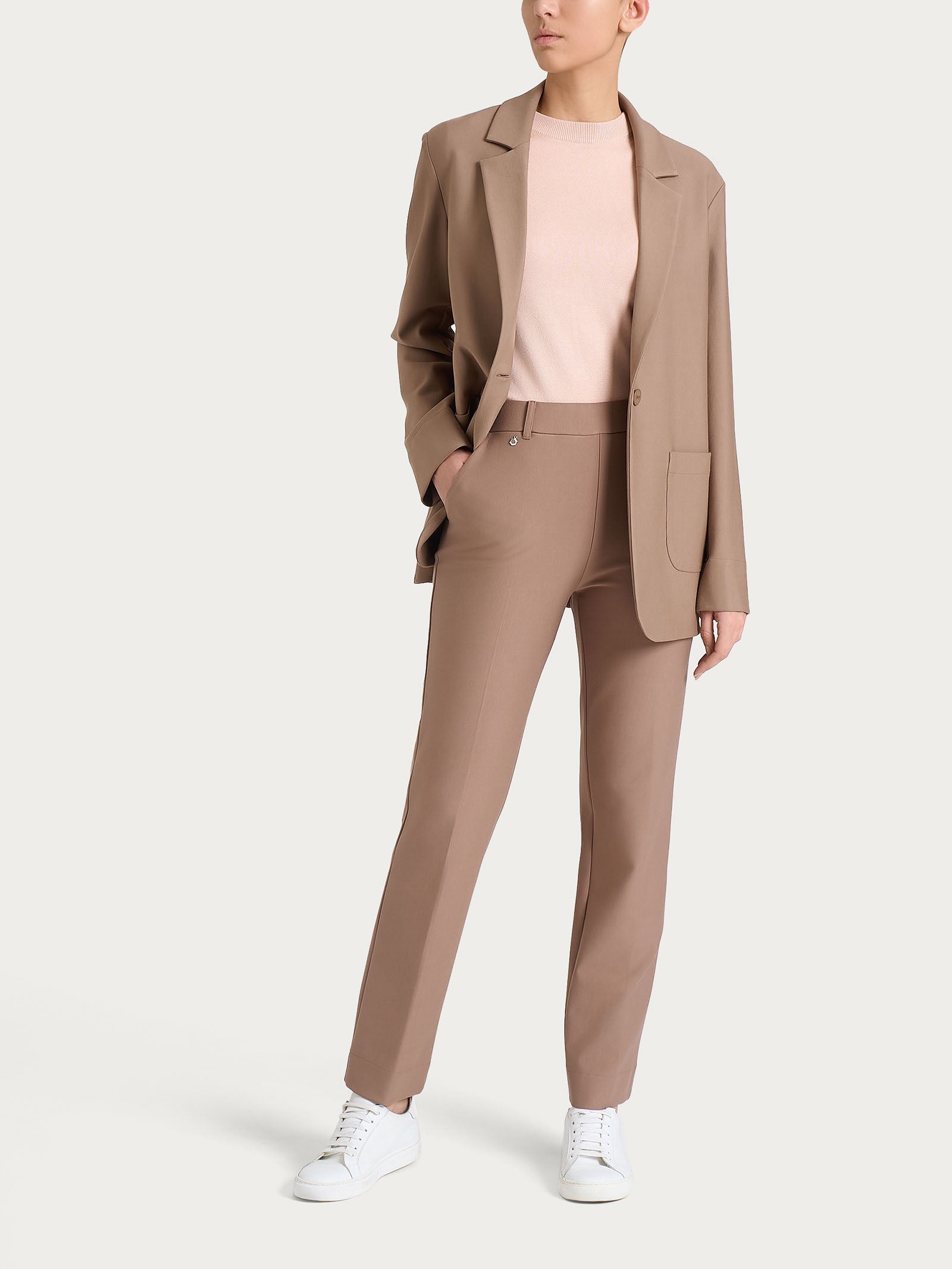 Blazer over con un bottone in Compact Marroni Donna - Ragno