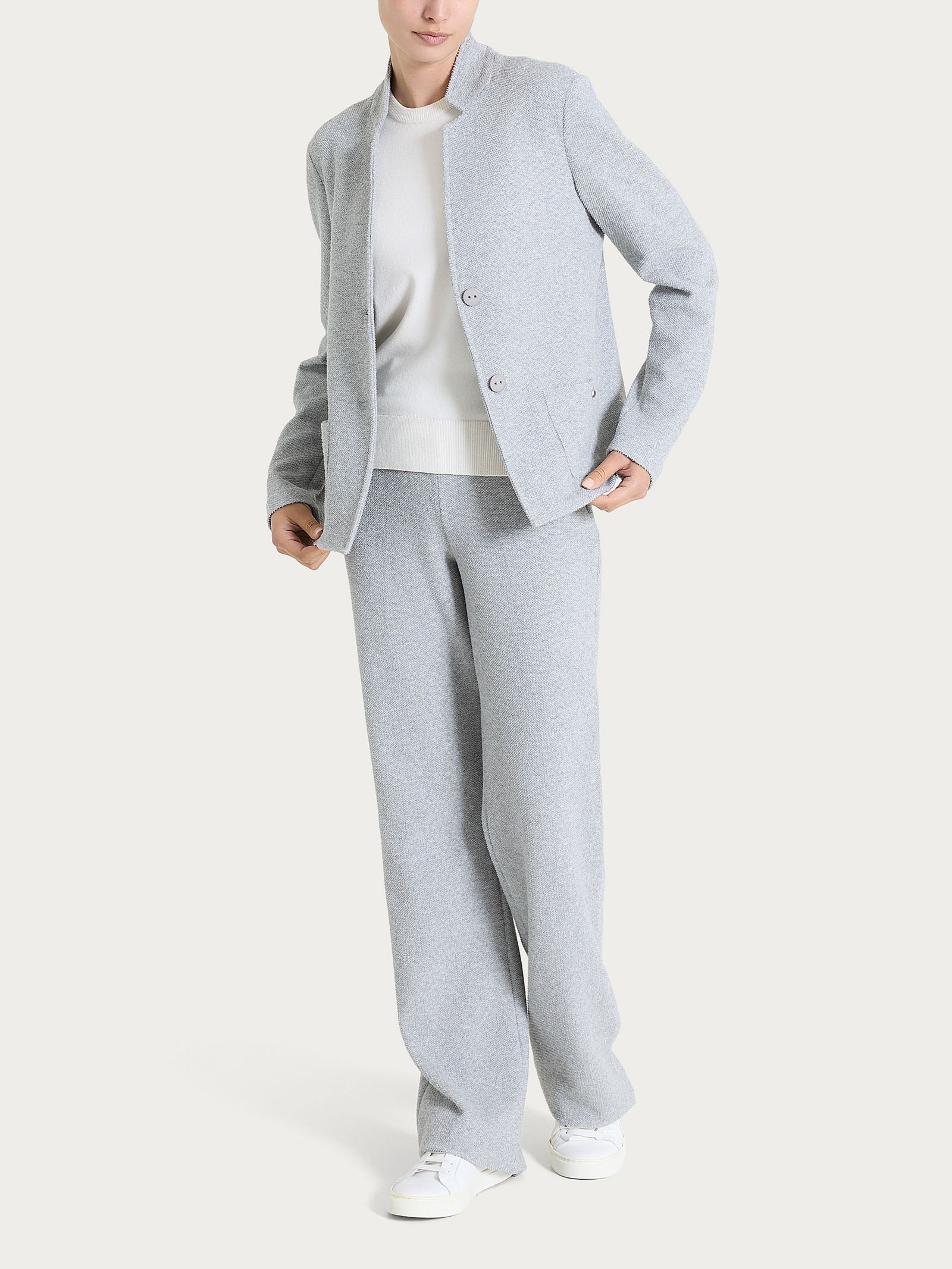 Blazer corto in Japanese Fleece Neri Donna - Ragno