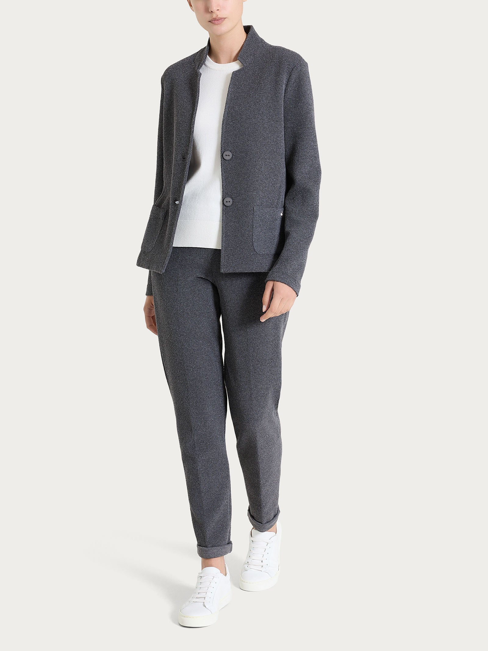 Blazer corto in Japanese Fleece Neri Donna - Ragno