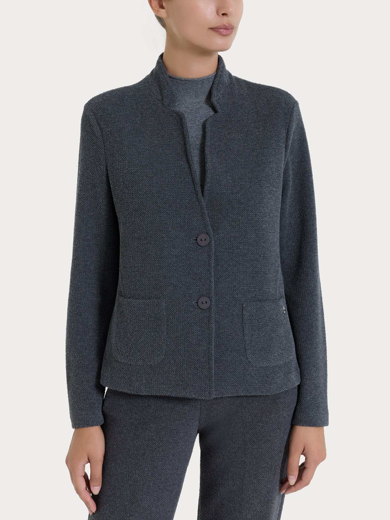 Blazer corto in Japanese Fleece Neri Donna - Ragno